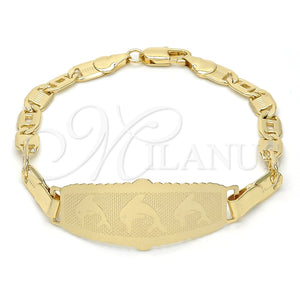 Pulsera con Placa 03.63.1937.07 Oro Laminado, Diseño de Delfín, Pulido, Tono Dorado (05 MM Thickness, 7 Inches Length)