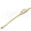 Pulsera con Placa 03.63.1937.1.07 Oro Laminado, Diseño de Delfín, Pulido, Tres Tonos (05 MM Thickness, 7 Inches Length)