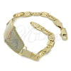 Pulsera con Placa 03.63.1937.1.07 Oro Laminado, Diseño de Delfín, Pulido, Tres Tonos (05 MM Thickness, 7 Inches Length)