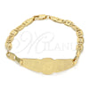 Pulsera con Placa 03.63.1938.07 Oro Laminado, Diseño de Flor, Pulido, Tono Dorado (05 MM Thickness, 7 Inches Length)