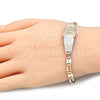 Pulsera con Placa 03.63.1938.1.07 Oro Laminado, Diseño de Flor, Pulido, Tres Tonos (05 MM Thickness, 7 Inches Length)