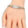 Pulsera con Placa 03.63.1938.1.07 Oro Laminado, Diseño de Flor, Pulido, Tres Tonos (05 MM Thickness, 7 Inches Length)
