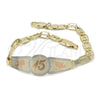 Pulsera con Placa 03.63.1938.1.07 Oro Laminado, Diseño de Flor, Pulido, Tres Tonos (05 MM Thickness, 7 Inches Length)