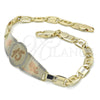 Pulsera con Placa 03.63.1938.1.07 Oro Laminado, Diseño de Flor, Pulido, Tres Tonos (05 MM Thickness, 7 Inches Length)