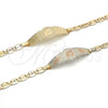 Pulsera con Placa 03.63.1938.1.07 Oro Laminado, Diseño de Flor, Pulido, Tres Tonos (05 MM Thickness, 7 Inches Length)