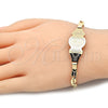 Pulsera con Placa 03.63.1939.07 Oro Laminado, Diseño de Guadalupe y Corazón, Pulido, Tono Dorado (05 MM Thickness, 7 Inches Length)