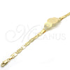 Pulsera con Placa 03.63.1939.07 Oro Laminado, Diseño de Guadalupe y Corazón, Pulido, Tono Dorado (05 MM Thickness, 7 Inches Length)