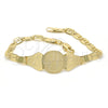 Pulsera con Placa 03.63.1939.07 Oro Laminado, Diseño de Guadalupe y Corazón, Pulido, Tono Dorado (05 MM Thickness, 7 Inches Length)