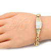 Pulsera con Placa 03.63.1940.08 Oro Laminado, Diseño de Elefante y Búho, Pulido, Tono Dorado (08 MM Thickness, 8 Inches Length)