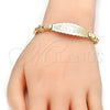 Pulsera con Placa 03.63.1940.08 Oro Laminado, Diseño de Elefante y Búho, Pulido, Tono Dorado (08 MM Thickness, 8 Inches Length)