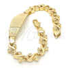 Pulsera con Placa 03.63.1940.08 Oro Laminado, Diseño de Elefante y Búho, Pulido, Tono Dorado (08 MM Thickness, 8 Inches Length)