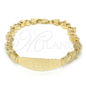 Pulsera con Placa 03.63.1940.08 Oro Laminado, Diseño de Elefante y Búho, Pulido, Tono Dorado (08 MM Thickness, 8 Inches Length)