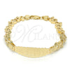 Pulsera con Placa 03.63.1940.08 Oro Laminado, Diseño de Elefante y Búho, Pulido, Tono Dorado (08 MM Thickness, 8 Inches Length)