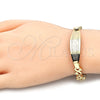 Pulsera con Placa 03.63.1942.08 Oro Laminado, Diseño de Corazón, Pulido, Tono Dorado (08 MM Thickness, 8 Inches Length)