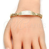 Pulsera con Placa 03.63.1942.08 Oro Laminado, Diseño de Corazón, Pulido, Tono Dorado (08 MM Thickness, 8 Inches Length)
