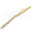 Pulsera con Placa 03.63.1942.08 Oro Laminado, Diseño de Corazón, Pulido, Tono Dorado (08 MM Thickness, 8 Inches Length)