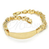 Pulsera con Placa 03.63.1942.08 Oro Laminado, Diseño de Corazón, Pulido, Tono Dorado (08 MM Thickness, 8 Inches Length)