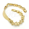 Pulsera con Placa 03.63.1942.08 Oro Laminado, Diseño de Corazón, Pulido, Tono Dorado (08 MM Thickness, 8 Inches Length)