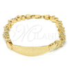 Pulsera con Placa 03.63.1942.08 Oro Laminado, Diseño de Corazón, Pulido, Tono Dorado (08 MM Thickness, 8 Inches Length)