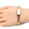 Pulsera con Placa 03.63.1943.08 Oro Laminado, Diseño de Corazón, Pulido, Tono Dorado (08 MM Thickness, 8 Inches Length)