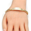 Pulsera con Placa 03.63.1943.08 Oro Laminado, Diseño de Corazón, Pulido, Tono Dorado (08 MM Thickness, 8 Inches Length)