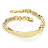 Pulsera con Placa 03.63.1943.08 Oro Laminado, Diseño de Corazón, Pulido, Tono Dorado (08 MM Thickness, 8 Inches Length)