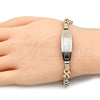 Pulsera con Placa 03.63.1943.1.08 Oro Laminado, Diseño de Corazón, Pulido, Tres Tonos (08 MM Thickness, 8 Inches Length)