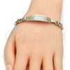 Pulsera con Placa 03.63.1943.1.08 Oro Laminado, Diseño de Corazón, Pulido, Tres Tonos (08 MM Thickness, 8 Inches Length)