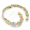 Pulsera con Placa 03.63.1943.1.08 Oro Laminado, Diseño de Corazón, Pulido, Tres Tonos (08 MM Thickness, 8 Inches Length)