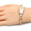 Pulsera con Placa 03.63.1944.08 Oro Laminado, Diseño de Elefante, Pulido, Tono Dorado (08 MM Thickness, 8 Inches Length)