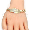 Pulsera con Placa 03.63.1944.08 Oro Laminado, Diseño de Elefante, Pulido, Tono Dorado (08 MM Thickness, 8 Inches Length)