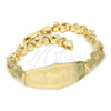 Pulsera con Placa 03.63.1944.08 Oro Laminado, Diseño de Elefante, Pulido, Tono Dorado (08 MM Thickness, 8 Inches Length)
