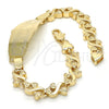 Pulsera con Placa 03.63.1944.08 Oro Laminado, Diseño de Elefante, Pulido, Tono Dorado (08 MM Thickness, 8 Inches Length)