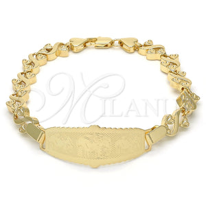 Pulsera con Placa 03.63.1944.08 Oro Laminado, Diseño de Elefante, Pulido, Tono Dorado (08 MM Thickness, 8 Inches Length)