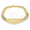 Pulsera con Placa 03.63.1944.08 Oro Laminado, Diseño de Elefante, Pulido, Tono Dorado (08 MM Thickness, 8 Inches Length)