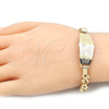 Pulsera con Placa 03.63.1945.08 Oro Laminado, Diseño de Delfín y Corazón, Pulido, Tono Dorado (08 MM Thickness, 8 Inches Length)