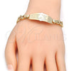 Pulsera con Placa 03.63.1945.08 Oro Laminado, Diseño de Delfín y Corazón, Pulido, Tono Dorado (08 MM Thickness, 8 Inches Length)