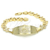 Pulsera con Placa 03.63.1945.08 Oro Laminado, Diseño de Delfín y Corazón, Pulido, Tono Dorado (08 MM Thickness, 8 Inches Length)