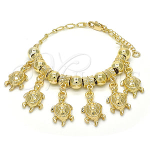 Pulsera de Dije 03.63.1953.08 Oro Laminado, Diseño de Tortuga, Pulido, Tono Dorado (04 MM Thickness, 8 Inches Length)