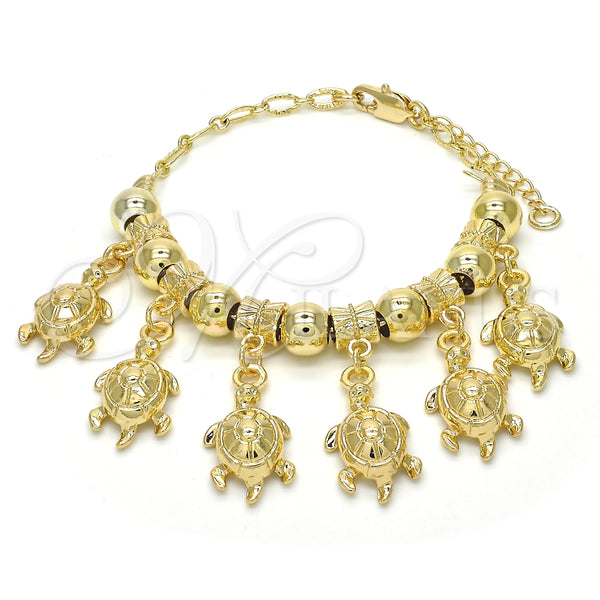 Pulsera de Dije 03.63.1953.08 Oro Laminado, Diseño de Tortuga, Pulido, Tono Dorado (04 MM Thickness, 8 Inches Length)