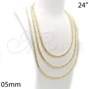 Gargantilla Basica 03.145.0008.24 Oro Laminado, Pulido, Tono Dorado (05 MM Thickness, 24 Inches Length)