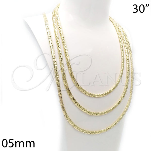 Gargantilla Basica 03.145.0008.30 Oro Laminado, Pulido, Tono Dorado (05 MM Thickness, 30 Inches Length)