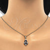 Juego de Arete y Dije de Adulto 10.210.0071.2 Oro Laminado, con Zafiro Azul and Blanca Zirconia Cubica, Pulido, Tono Dorado