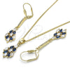 Juego de Arete y Dije de Adulto 10.210.0071.2 Oro Laminado, con Zafiro Azul and Blanca Zirconia Cubica, Pulido, Tono Dorado