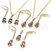 Juego de Arete y Dije de Adulto 10.210.0071.2 Oro Laminado, con Zafiro Azul and Blanca Zirconia Cubica, Pulido, Tono Dorado