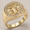 Anillo de Hombre 01.283.0002.10 Oro Laminado, Diseño de San Benito, con Zirconia Cubica Blanca, Pulido, Tono Dorado (Tamaño 10)