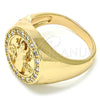 Anillo de Hombre 01.283.0002.12 Oro Laminado, Diseño de San Benito, con Blanca Zirconia Cubica, Pulido, Tono Dorado (Size 12)