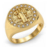 Anillo de Hombre 01.283.0002.12 Oro Laminado, Diseño de San Benito, con Blanca Zirconia Cubica, Pulido, Tono Dorado (Size 12)