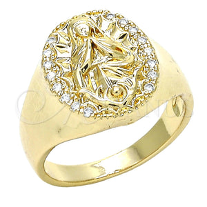 Anillo de Hombre 01.283.0003.10 Oro Laminado, Diseño de Altagracia, con Blanca Zirconia Cubica, Pulido, Tono Dorado (Size 10)