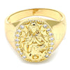 Anillo de Hombre 01.283.0003.12 Oro Laminado, Diseño de Altagracia, con Blanca Zirconia Cubica, Pulido, Tono Dorado (Size 12)